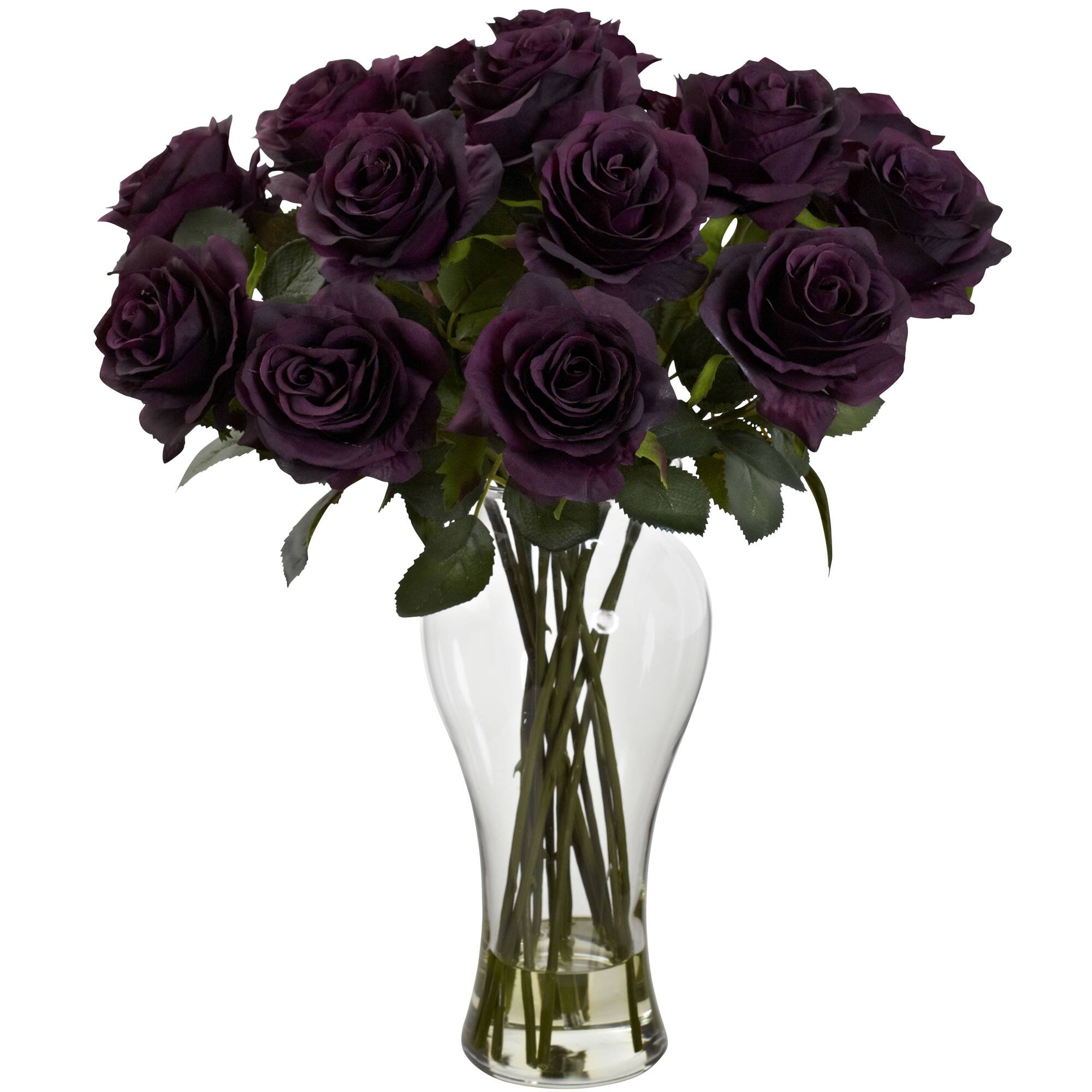 18" Blooming Roses in Decorative Vase